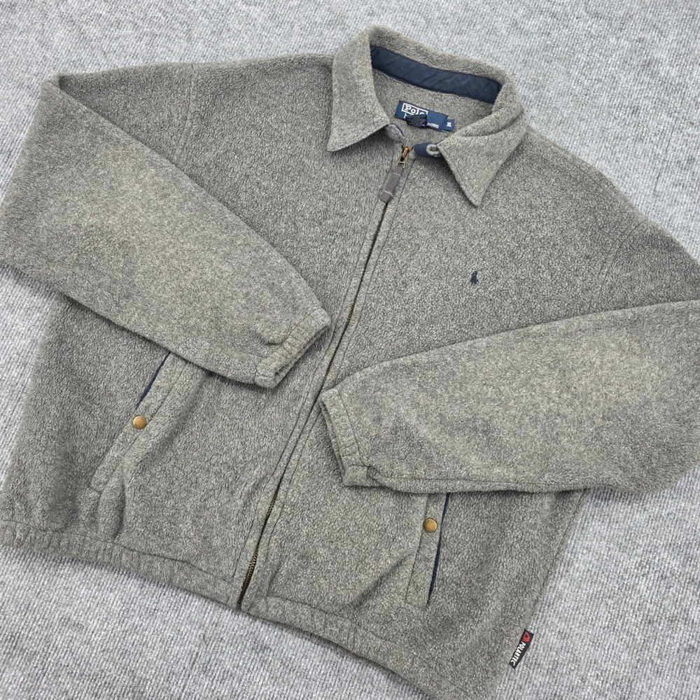 Polo Ralph Lauren Polartec Fleece Jacket Mens XL Gray Full Zip Pony Logo
